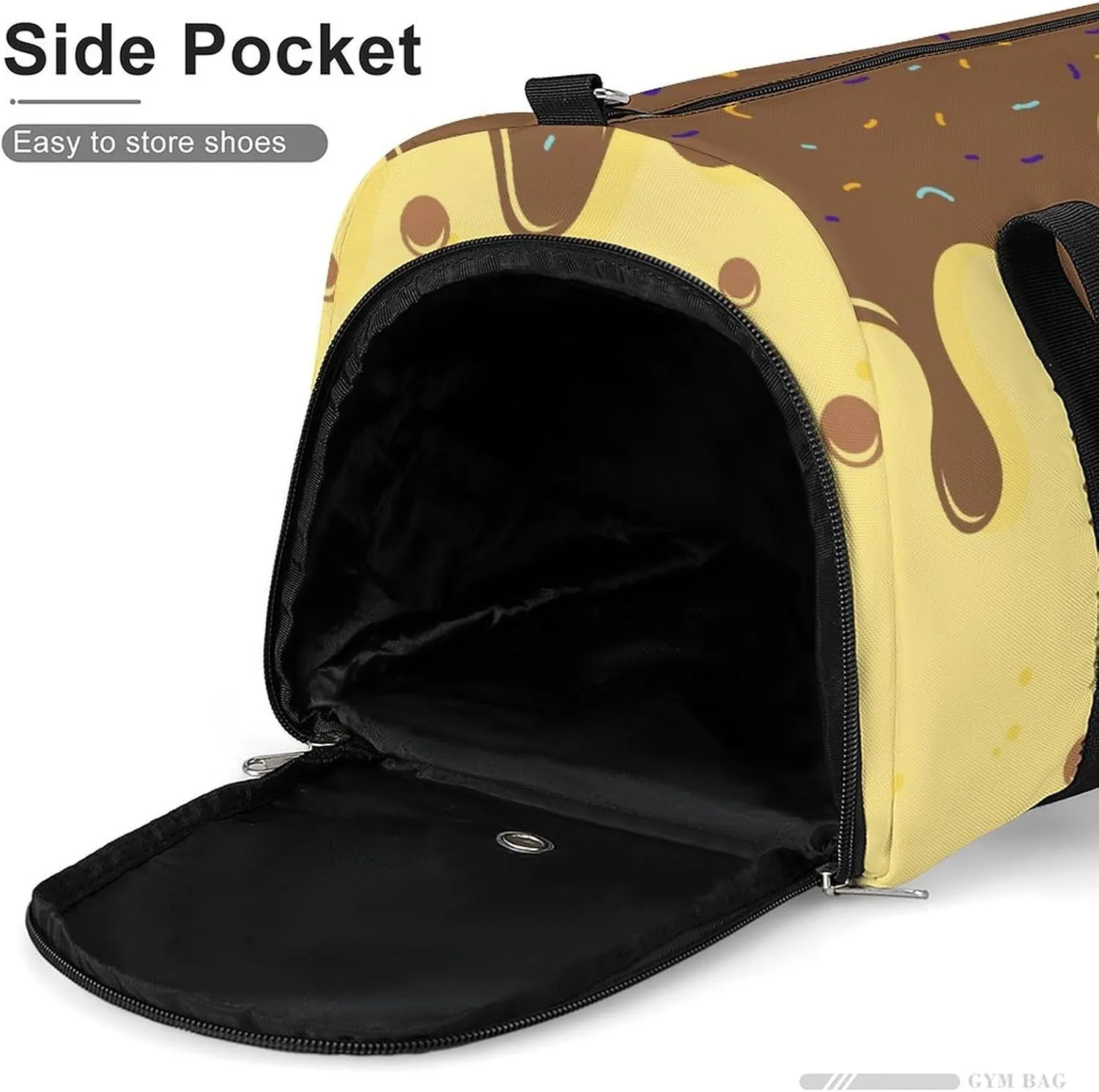 Sport Gym Duffel with Shoe Compartment Wet Pocket, Chocolate-ices-creams Print Shoulder Travel Bag for Women Men, style-3