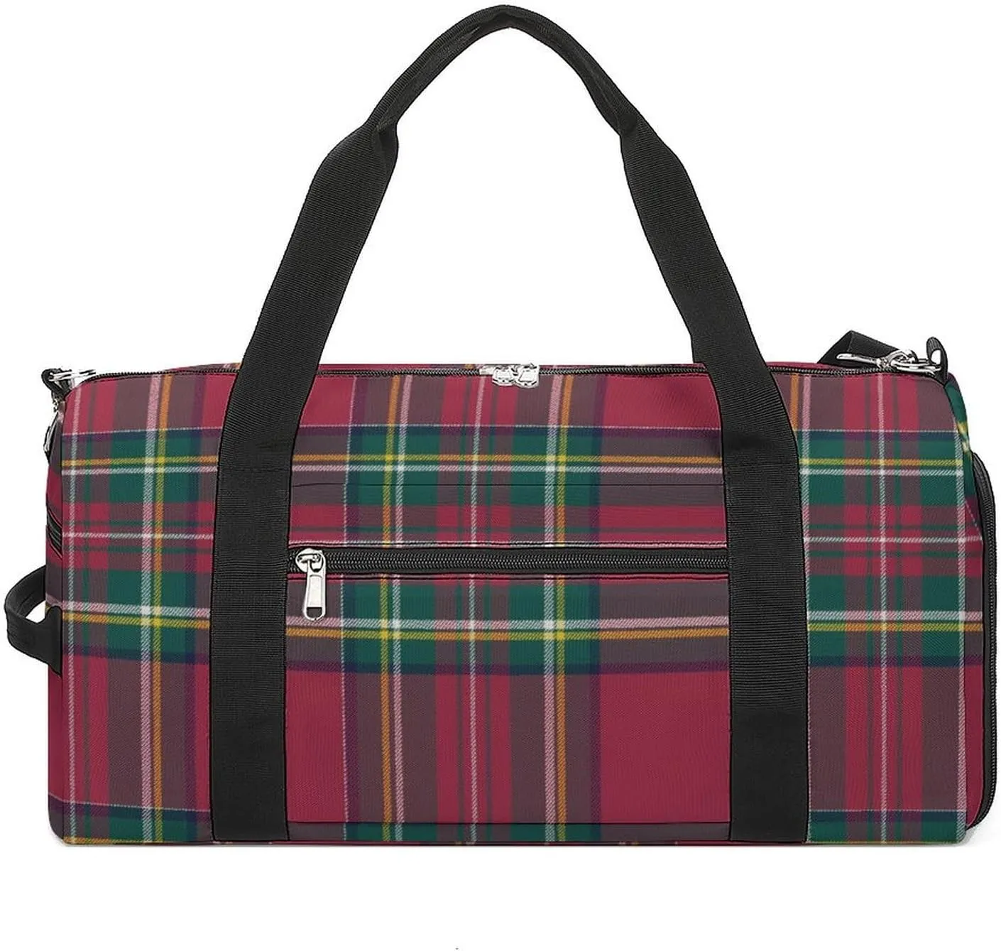 Sport Gym Duffel with Shoe Compartment Wet Pocket, Christmas-plaid-pattern Shoulder Travel Bag for Women Men, style-1