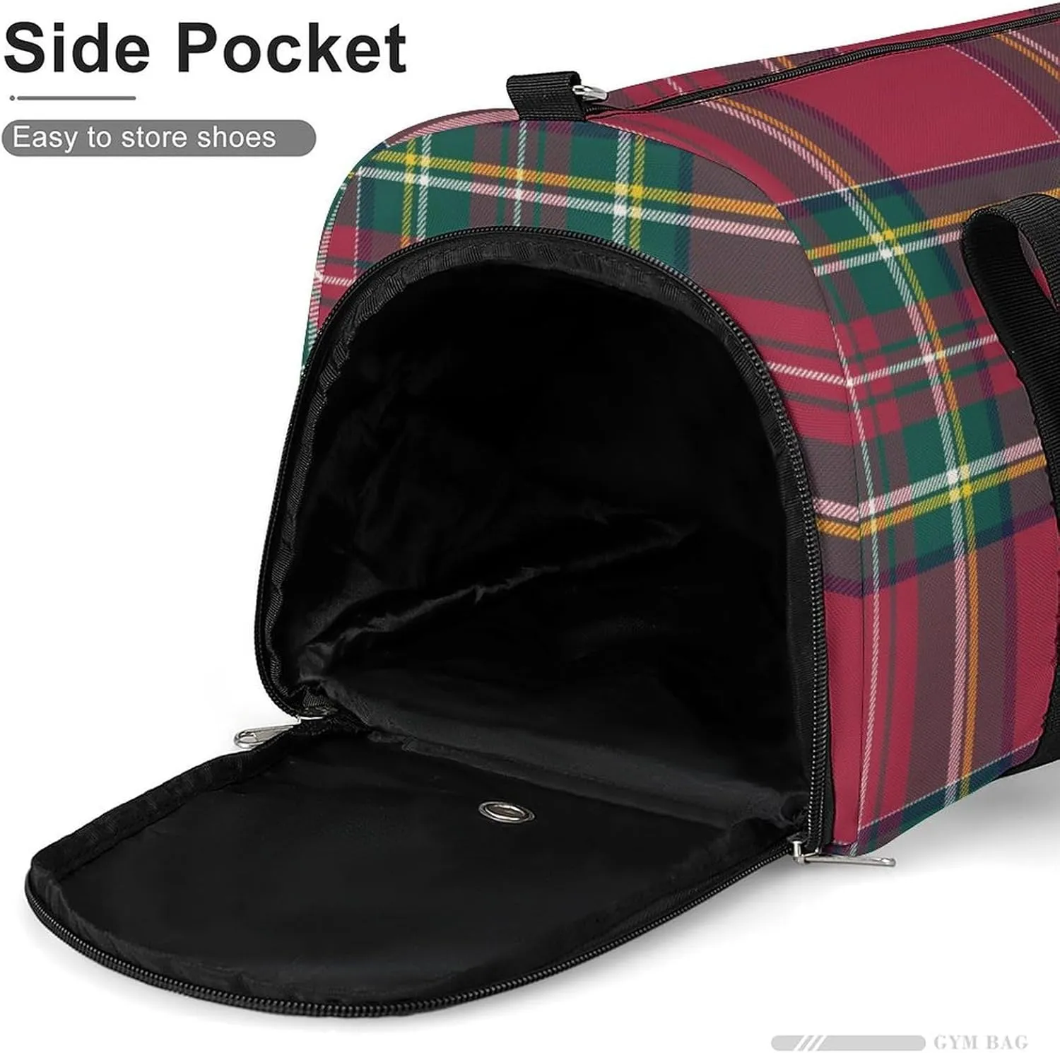 Sport Gym Duffel with Shoe Compartment Wet Pocket, Christmas-plaid-pattern Shoulder Travel Bag for Women Men, style-1