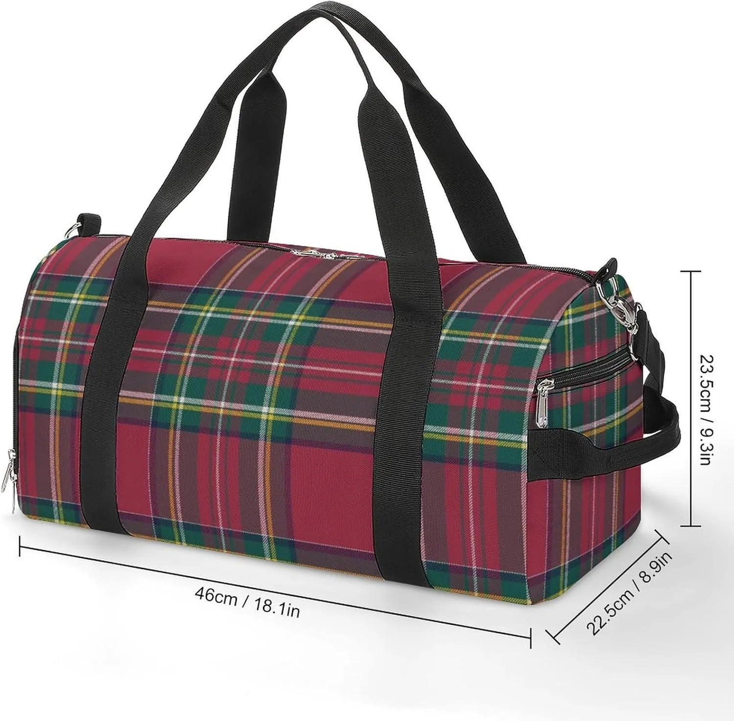 Sport Gym Duffel with Shoe Compartment Wet Pocket, Christmas-plaid-pattern Shoulder Travel Bag for Women Men, style-1