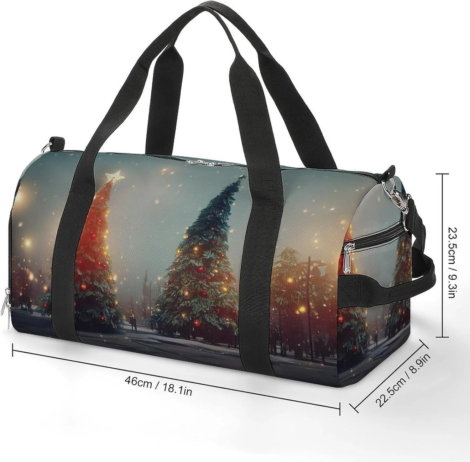 Sport Gym Duffel with Shoe Compartment Wet Pocket, Christmas-winter-background Shoulder Travel Bag for Women Men