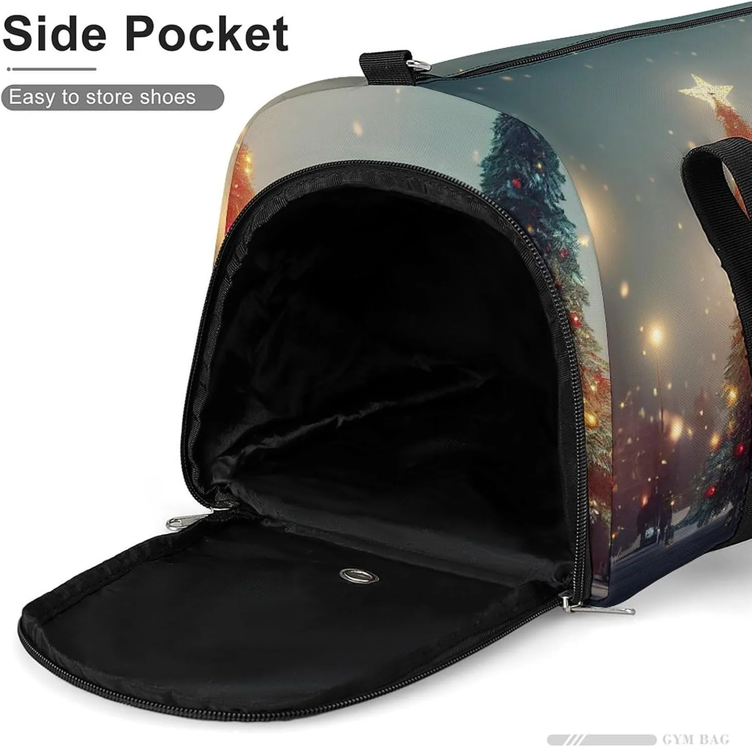 Sport Gym Duffel with Shoe Compartment Wet Pocket, Christmas-winter-background Shoulder Travel Bag for Women Men