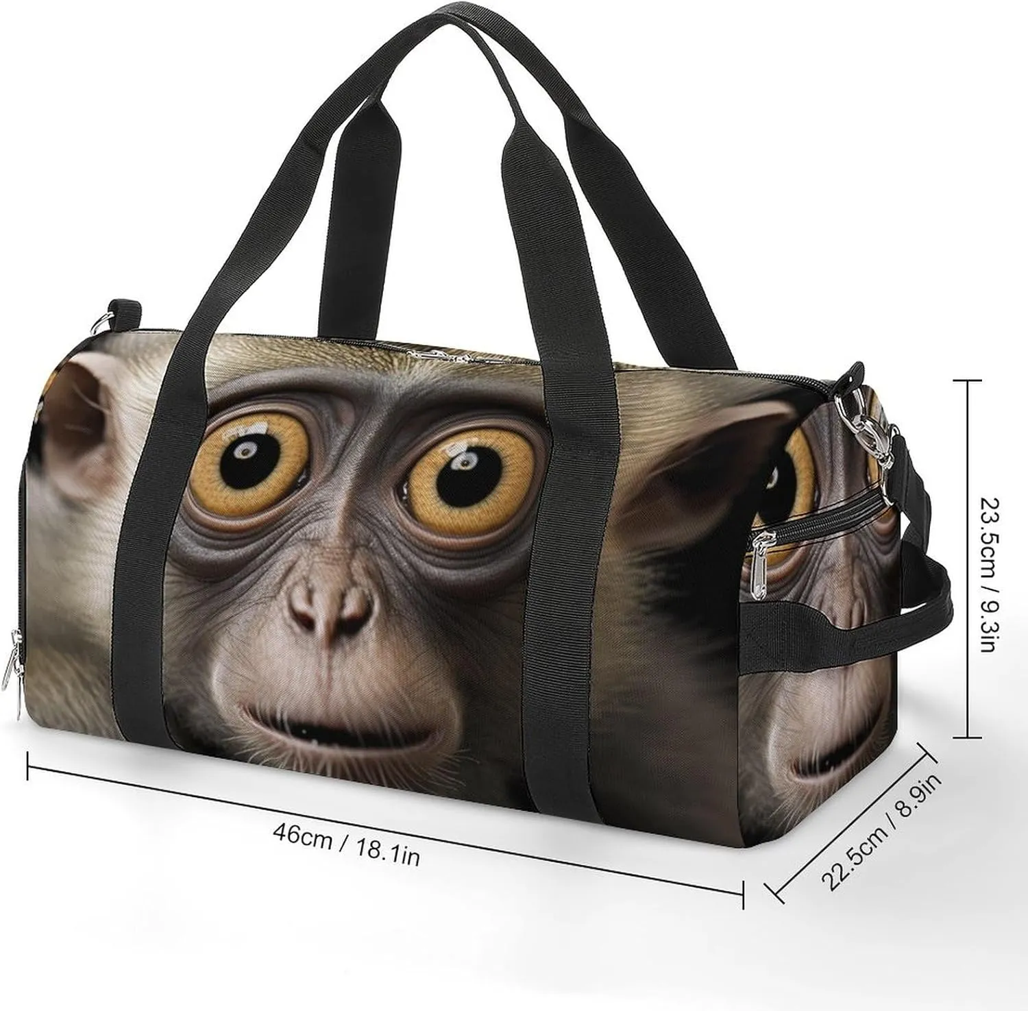 Sport Gym Duffel with Shoe Compartment Wet Pocket, Comical-monkey-eyes Shoulder Travel Bag for Women Men