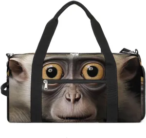 Sport Gym Duffel with Shoe Compartment Wet Pocket, Comical-monkey-eyes Shoulder Travel Bag for Women Men