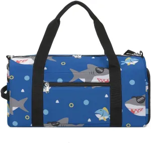 Sport Gym Duffel with Shoe Compartment Wet Pocket, Cool-jaws-cartoon-pattern Shoulder Travel Bag for Women Men