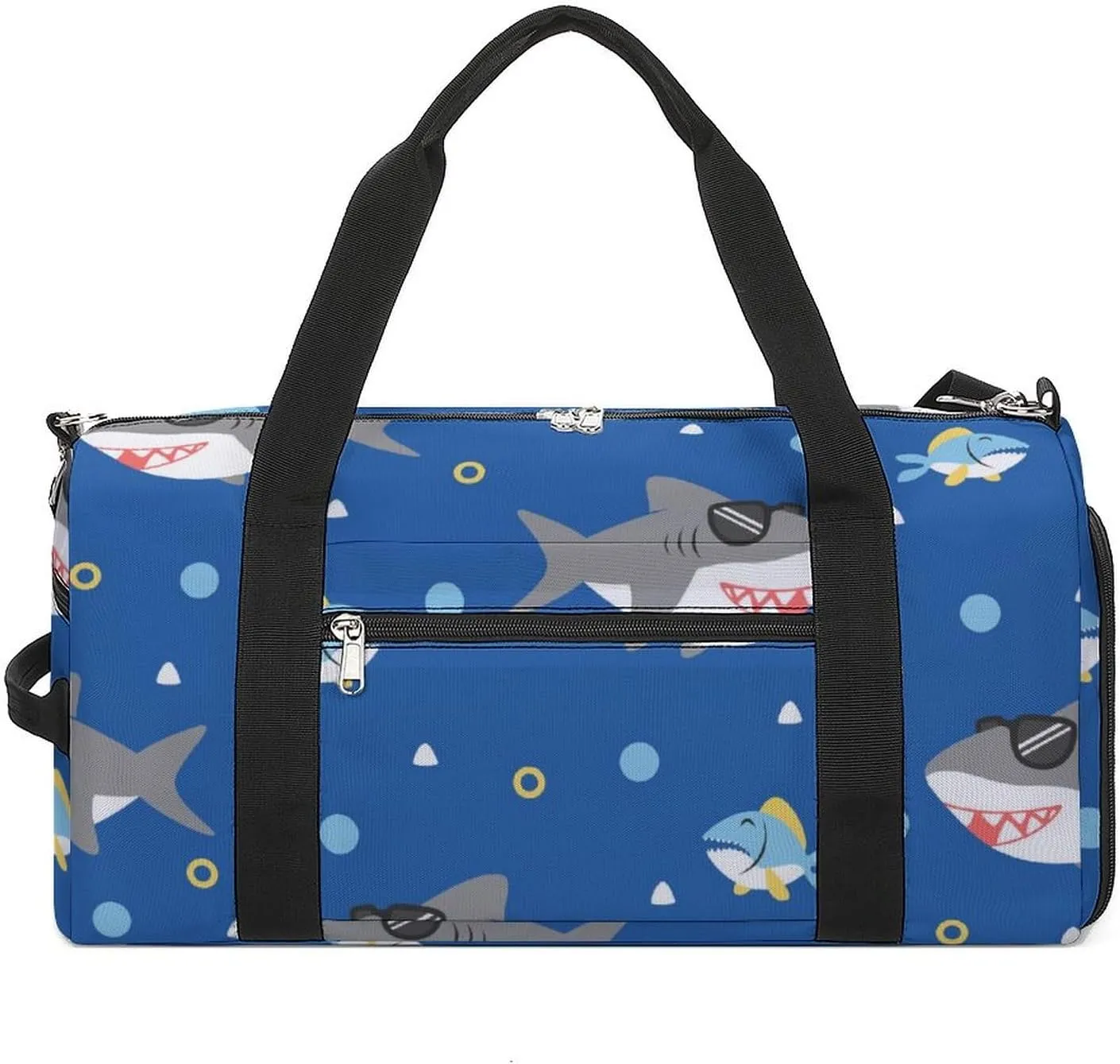 Sport Gym Duffel with Shoe Compartment Wet Pocket, Cool-jaws-cartoon-pattern Shoulder Travel Bag for Women Men
