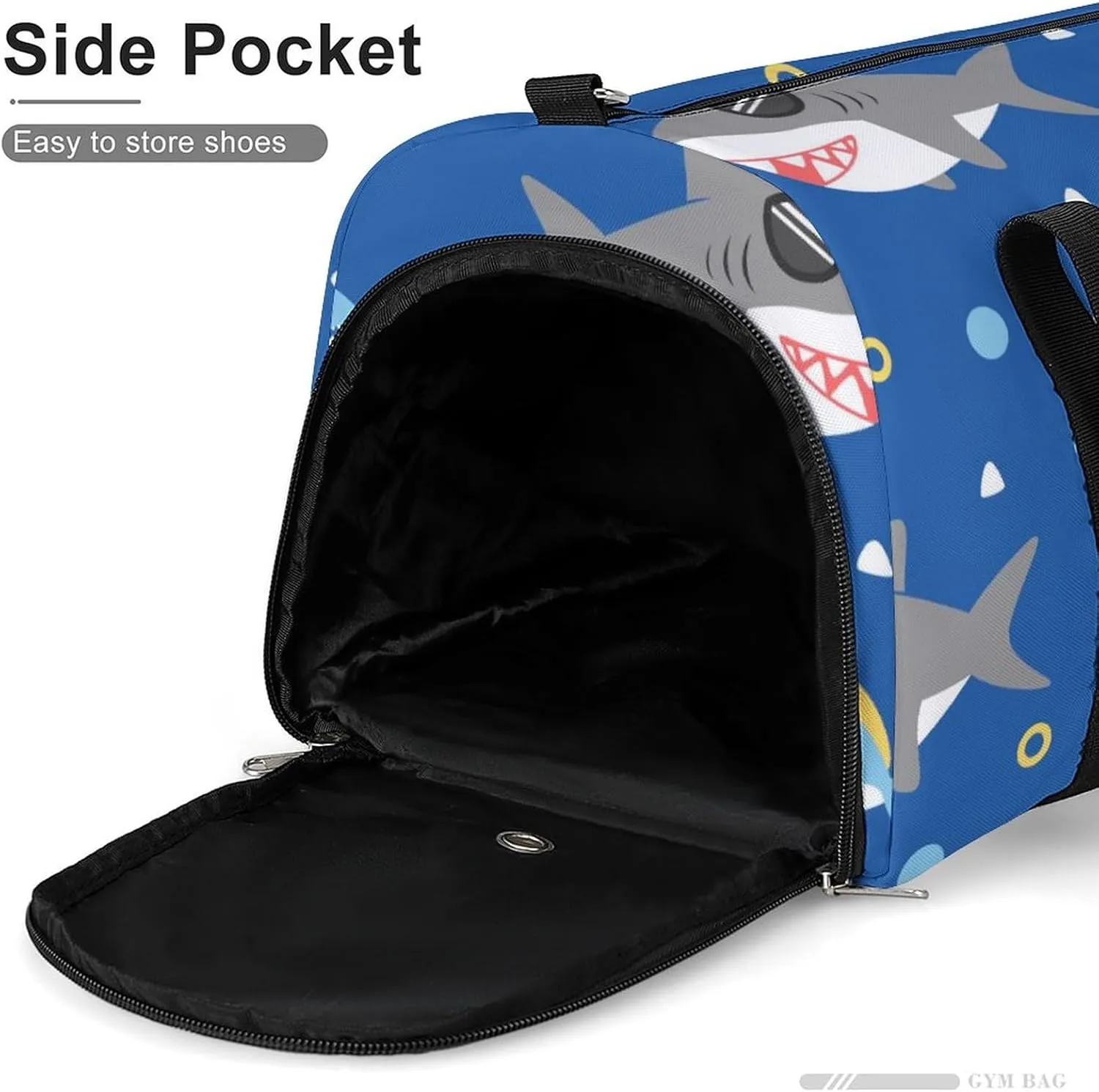 Sport Gym Duffel with Shoe Compartment Wet Pocket, Cool-jaws-cartoon-pattern Shoulder Travel Bag for Women Men