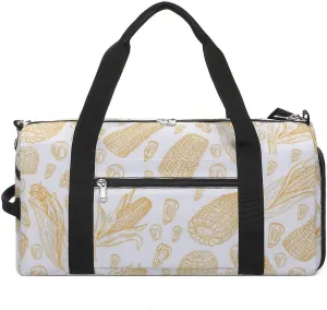 Sport Gym Duffel with Shoe Compartment Wet Pocket, Corn-yellow-color-pattern Shoulder Travel Bag for Women Men