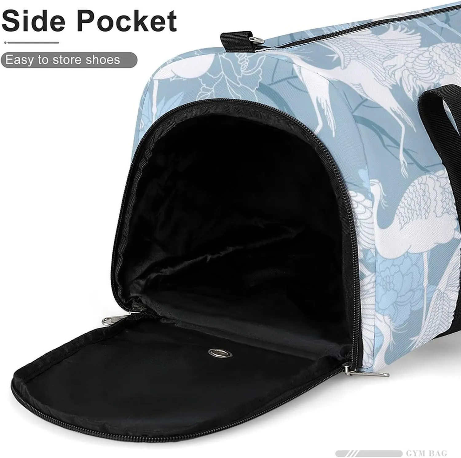 Sport Gym Duffel with Shoe Compartment Wet Pocket, Cranes-birds-print Shoulder Travel Bag for Women Men, style-2