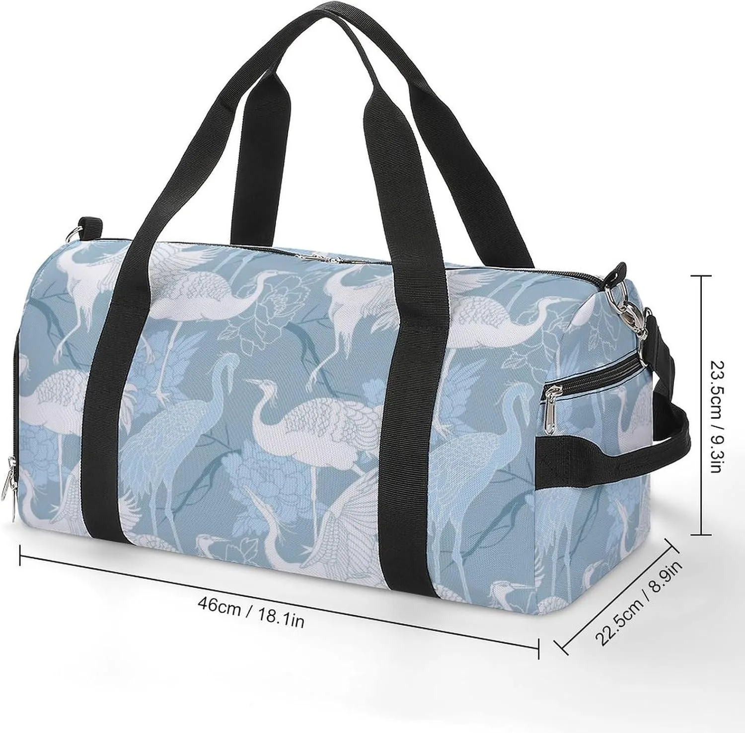 Sport Gym Duffel with Shoe Compartment Wet Pocket, Cranes-birds-print Shoulder Travel Bag for Women Men, style-2