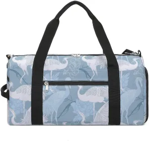Sport Gym Duffel with Shoe Compartment Wet Pocket, Cranes-birds-print Shoulder Travel Bag for Women Men, style-2
