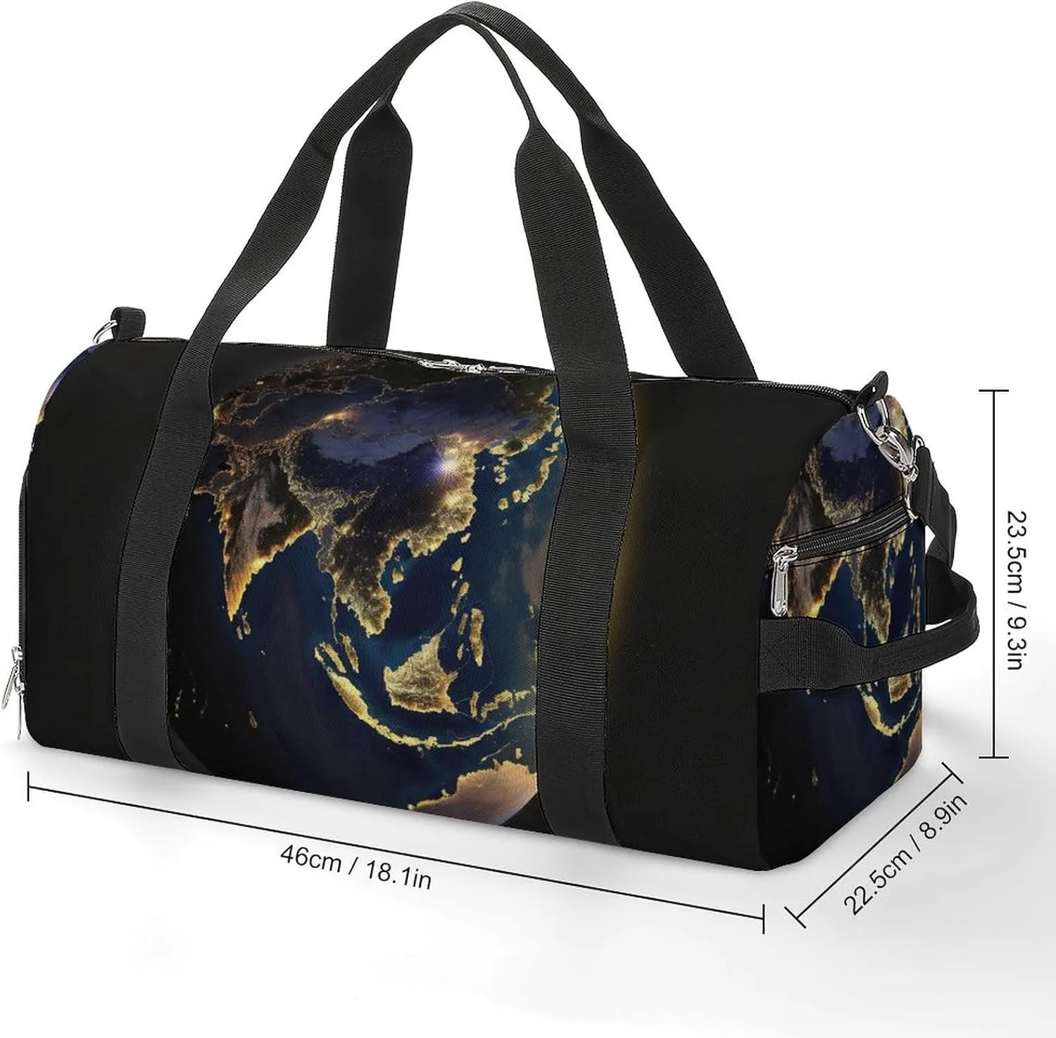 Sport Gym Duffel with Shoe Compartment Wet Pocket, Earth-night Shoulder Travel Bag for Women Men