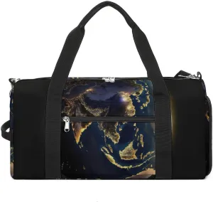 Sport Gym Duffel with Shoe Compartment Wet Pocket, Earth-night Shoulder Travel Bag for Women Men