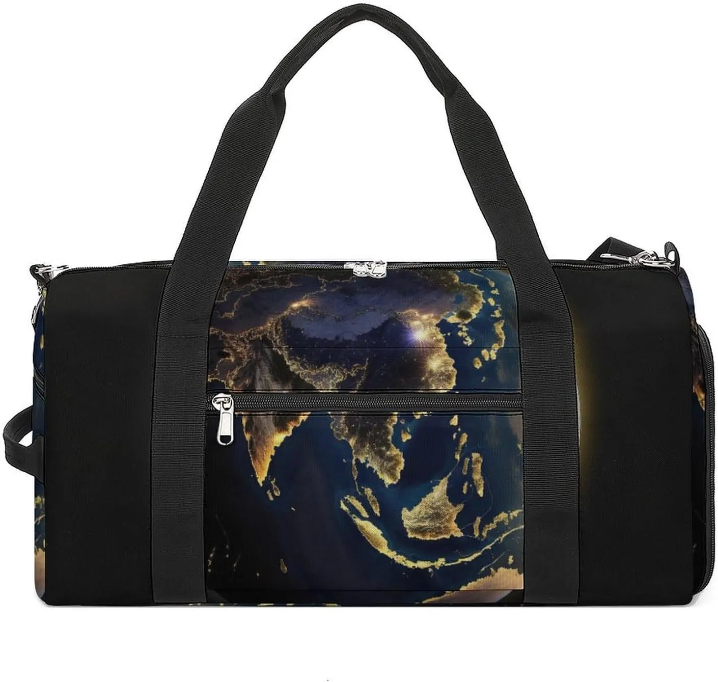 Sport Gym Duffel with Shoe Compartment Wet Pocket, Earth-night Shoulder Travel Bag for Women Men