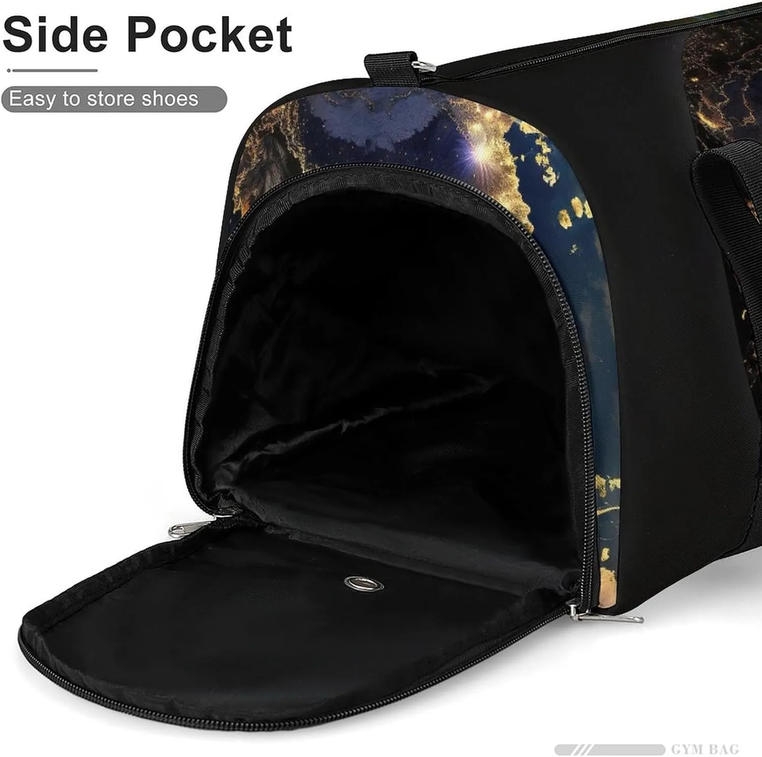 Sport Gym Duffel with Shoe Compartment Wet Pocket, Earth-night Shoulder Travel Bag for Women Men