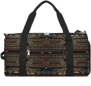Sport Gym Duffel with Shoe Compartment Wet Pocket, Egyptian-pattern Shoulder Travel Bag for Women Men