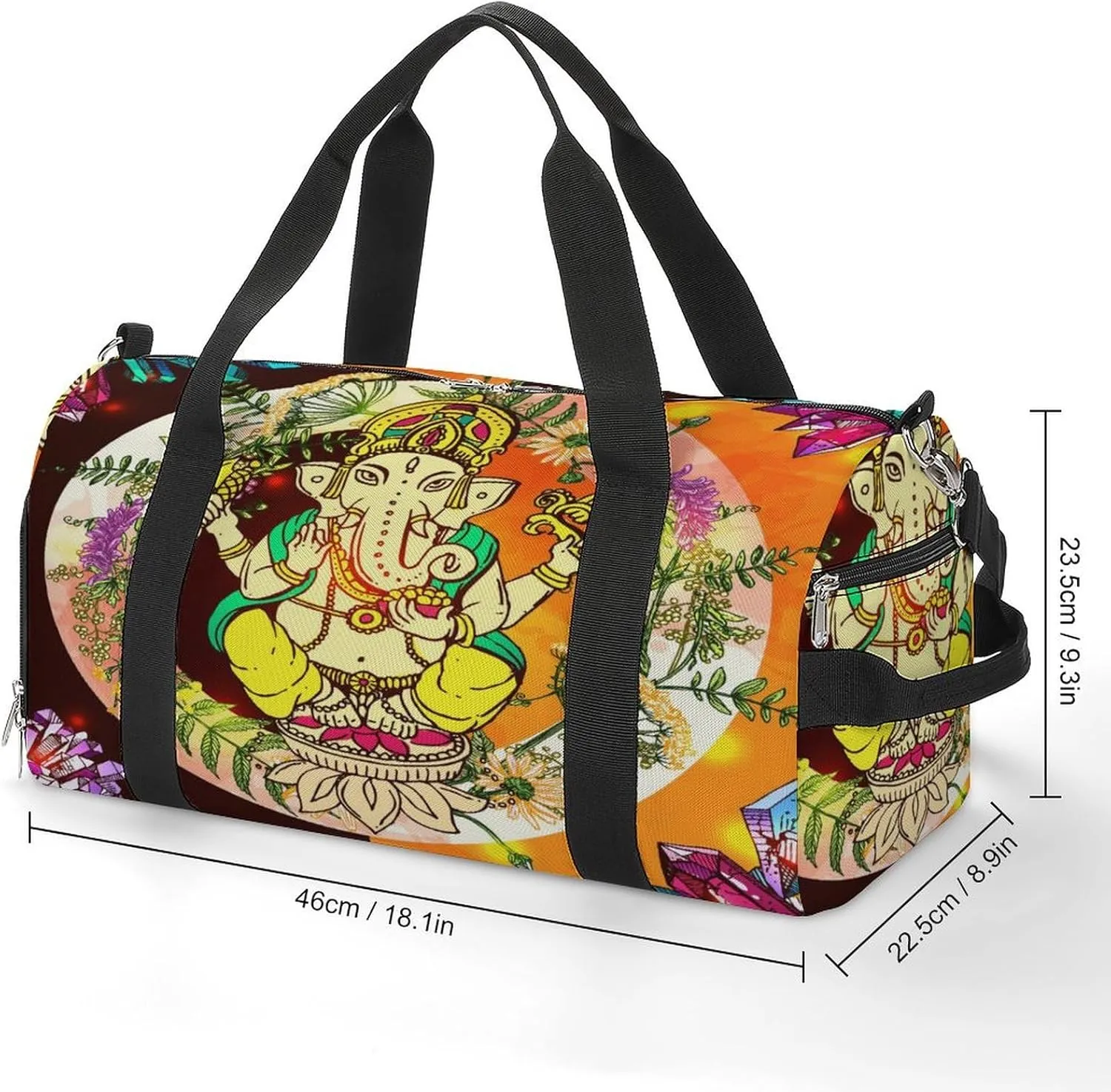 Sport Gym Duffel with Shoe Compartment Wet Pocket, Elephant-print Shoulder Travel Bag for Women Men