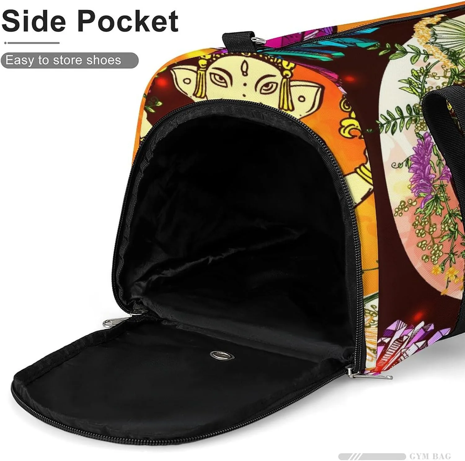 Sport Gym Duffel with Shoe Compartment Wet Pocket, Elephant-print Shoulder Travel Bag for Women Men