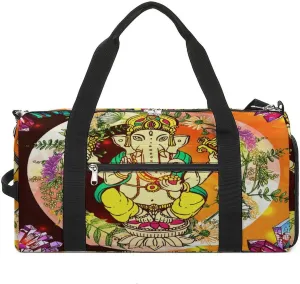 Sport Gym Duffel with Shoe Compartment Wet Pocket, Elephant-print Shoulder Travel Bag for Women Men