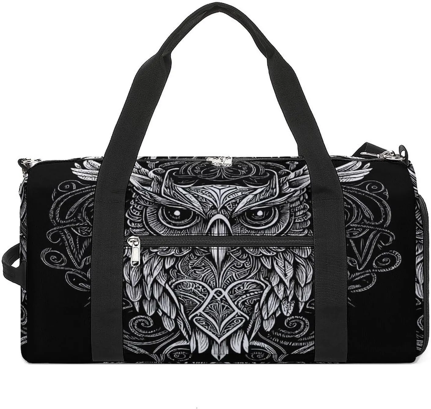 Sport Gym Duffel with Shoe Compartment Wet Pocket, Enigmatic-graceful-owl Shoulder Travel Bag for Women Men