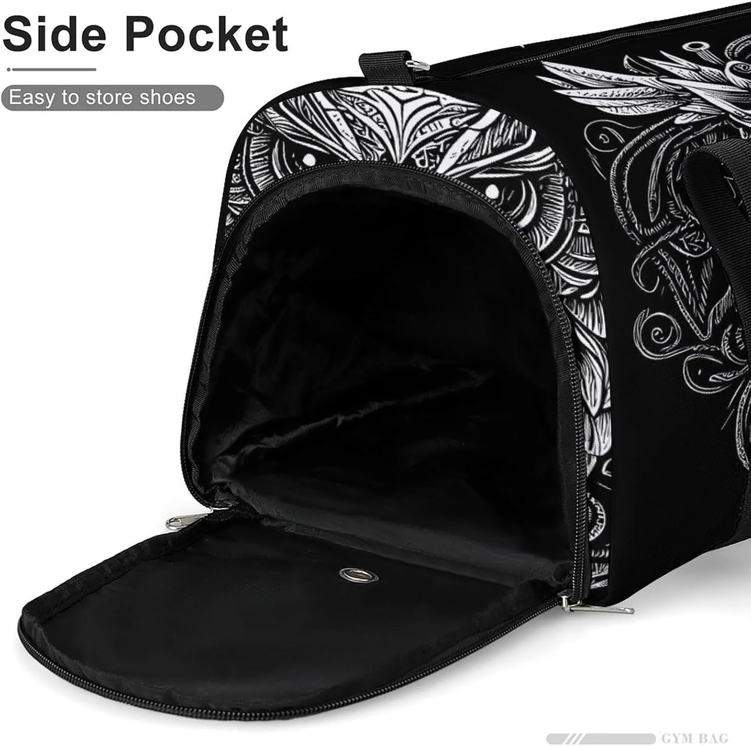 Sport Gym Duffel with Shoe Compartment Wet Pocket, Enigmatic-graceful-owl Shoulder Travel Bag for Women Men