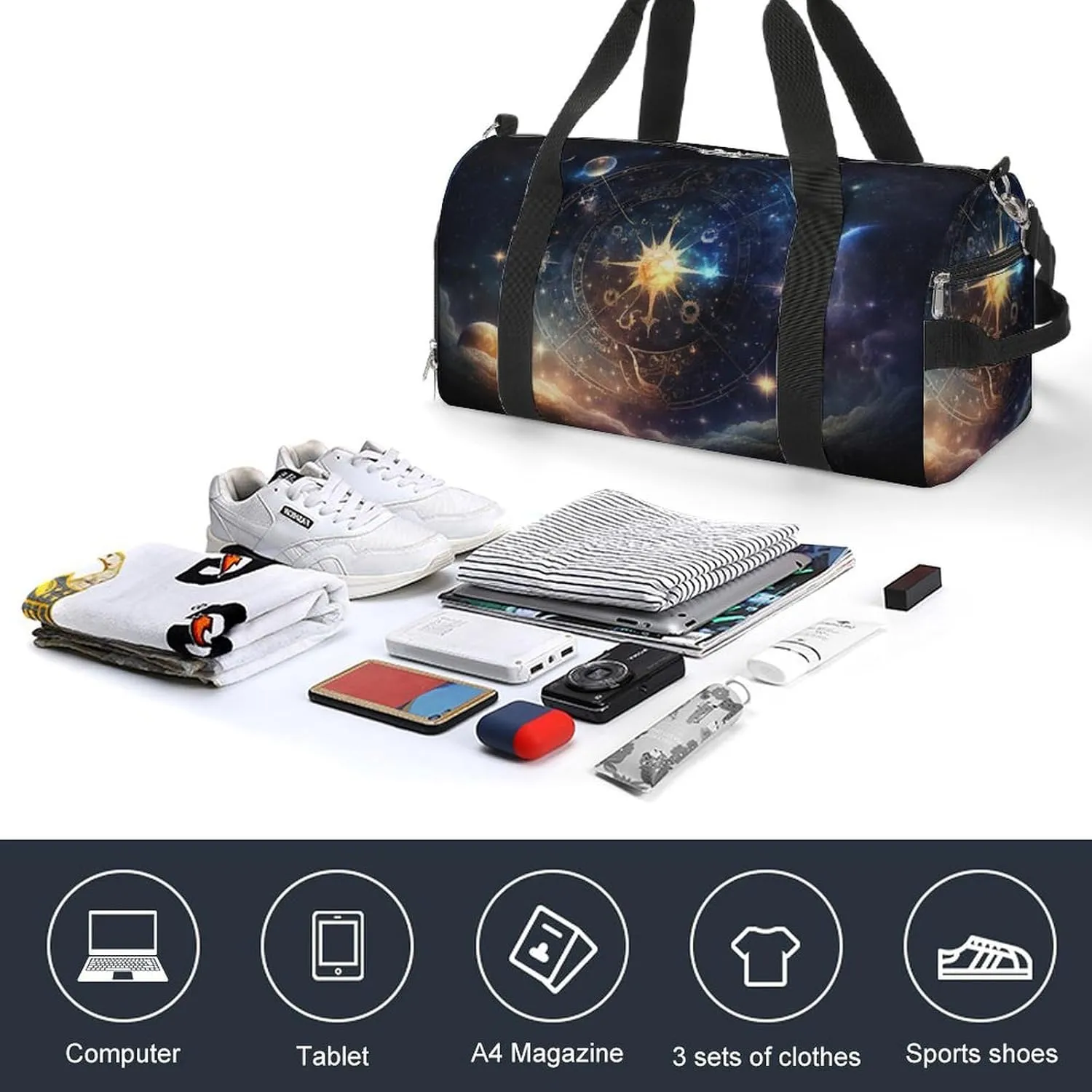 Sport Gym Duffel with Shoe Compartment Wet Pocket, Enigmatic-structure Shoulder Travel Bag for Women Men, style-2
