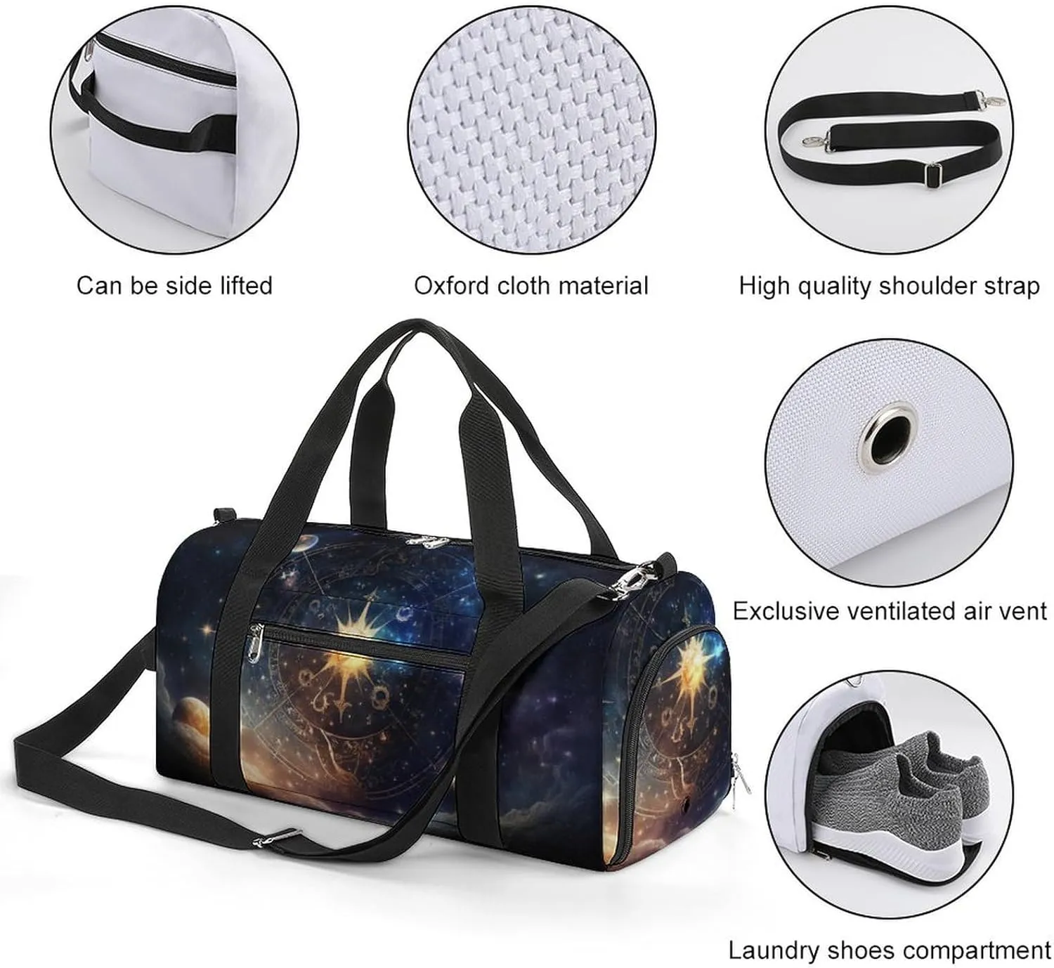 Sport Gym Duffel with Shoe Compartment Wet Pocket, Enigmatic-structure Shoulder Travel Bag for Women Men, style-2