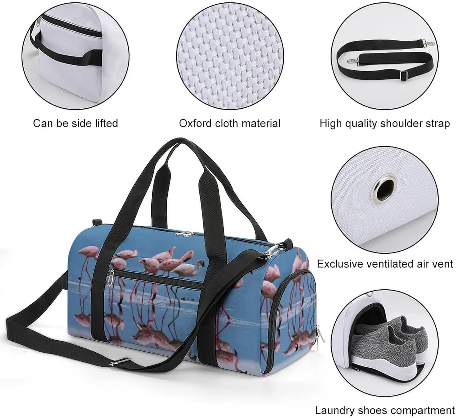 Sport Gym Duffel with Shoe Compartment Wet Pocket, Flamingos-lake Shoulder Travel Bag for Women Men, style-2