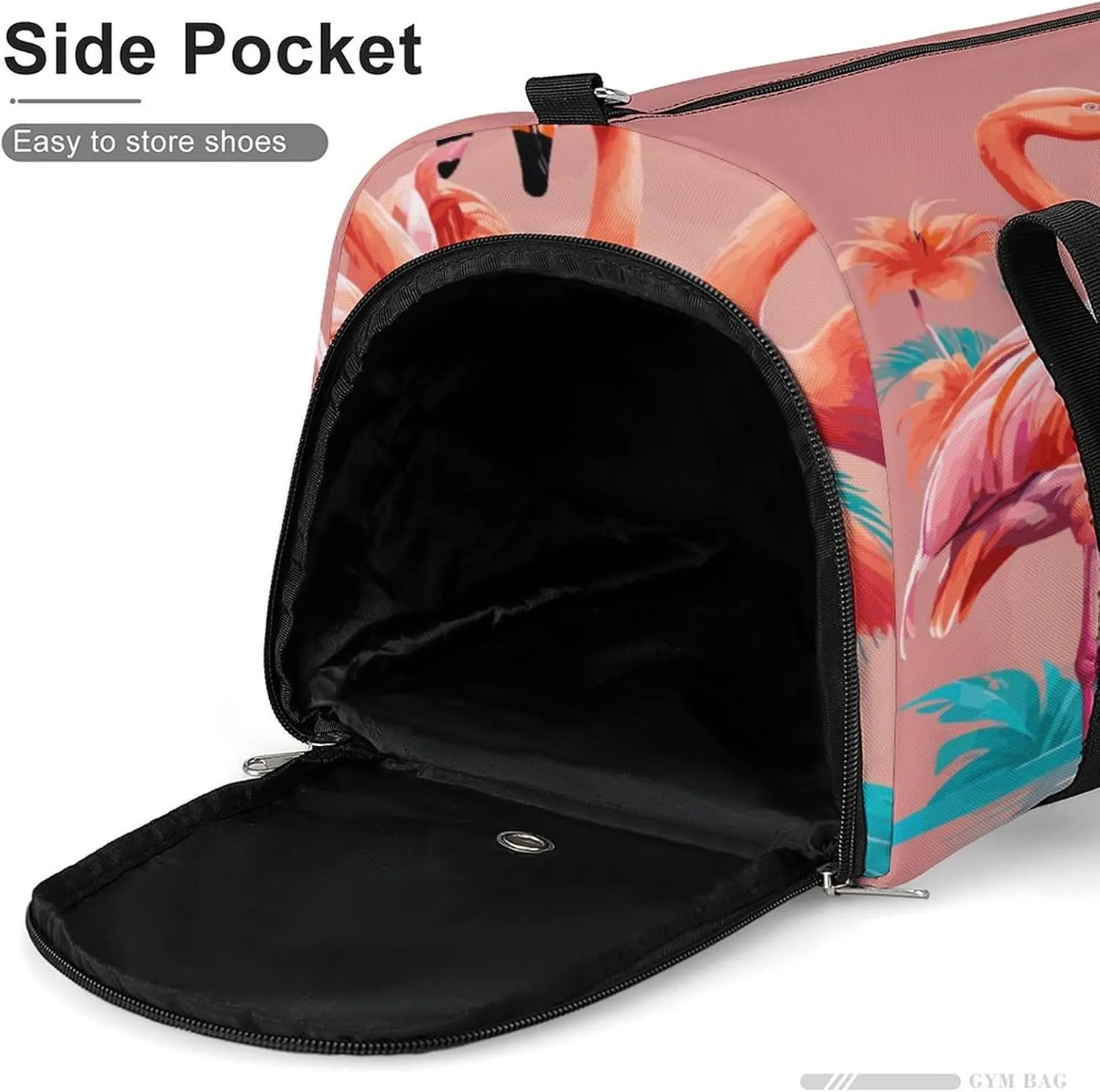 Sport Gym Duffel with Shoe Compartment Wet Pocket, Flamingos-theme Shoulder Travel Bag for Women Men