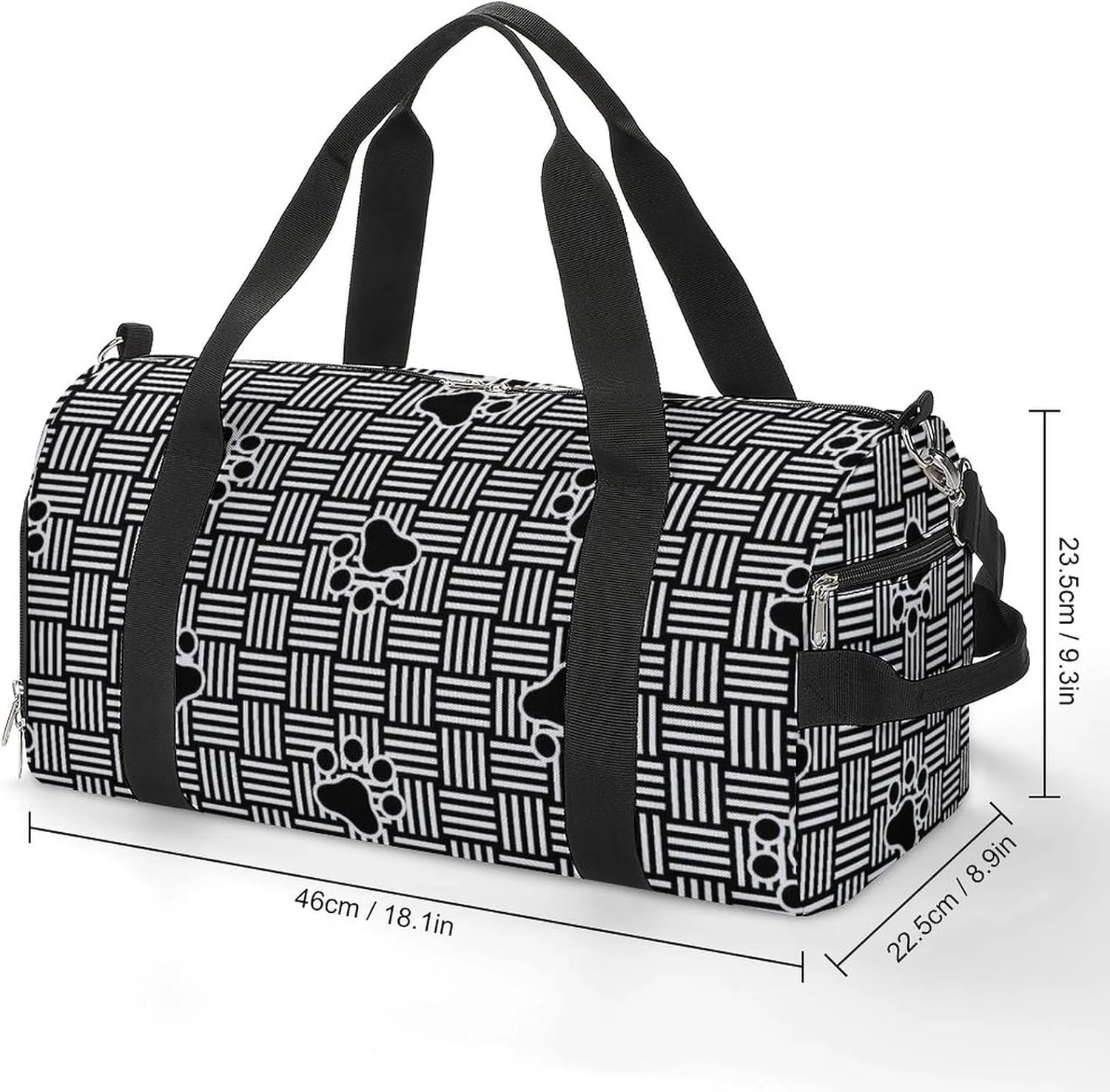 Sport Gym Duffel with Shoe Compartment Wet Pocket, Footprint-checked-weave Shoulder Travel Bag for Women Men, style-1