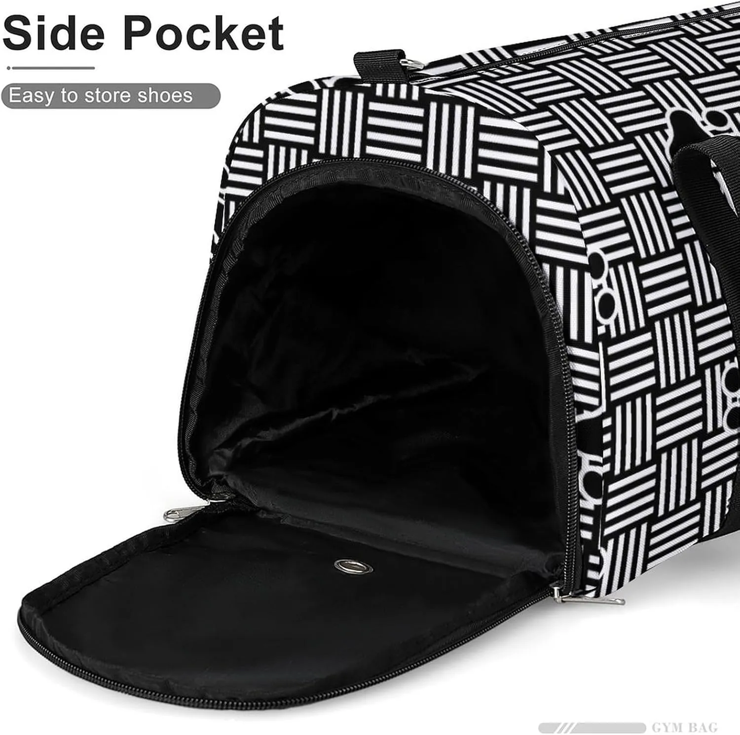 Sport Gym Duffel with Shoe Compartment Wet Pocket, Footprint-checked-weave Shoulder Travel Bag for Women Men, style-1