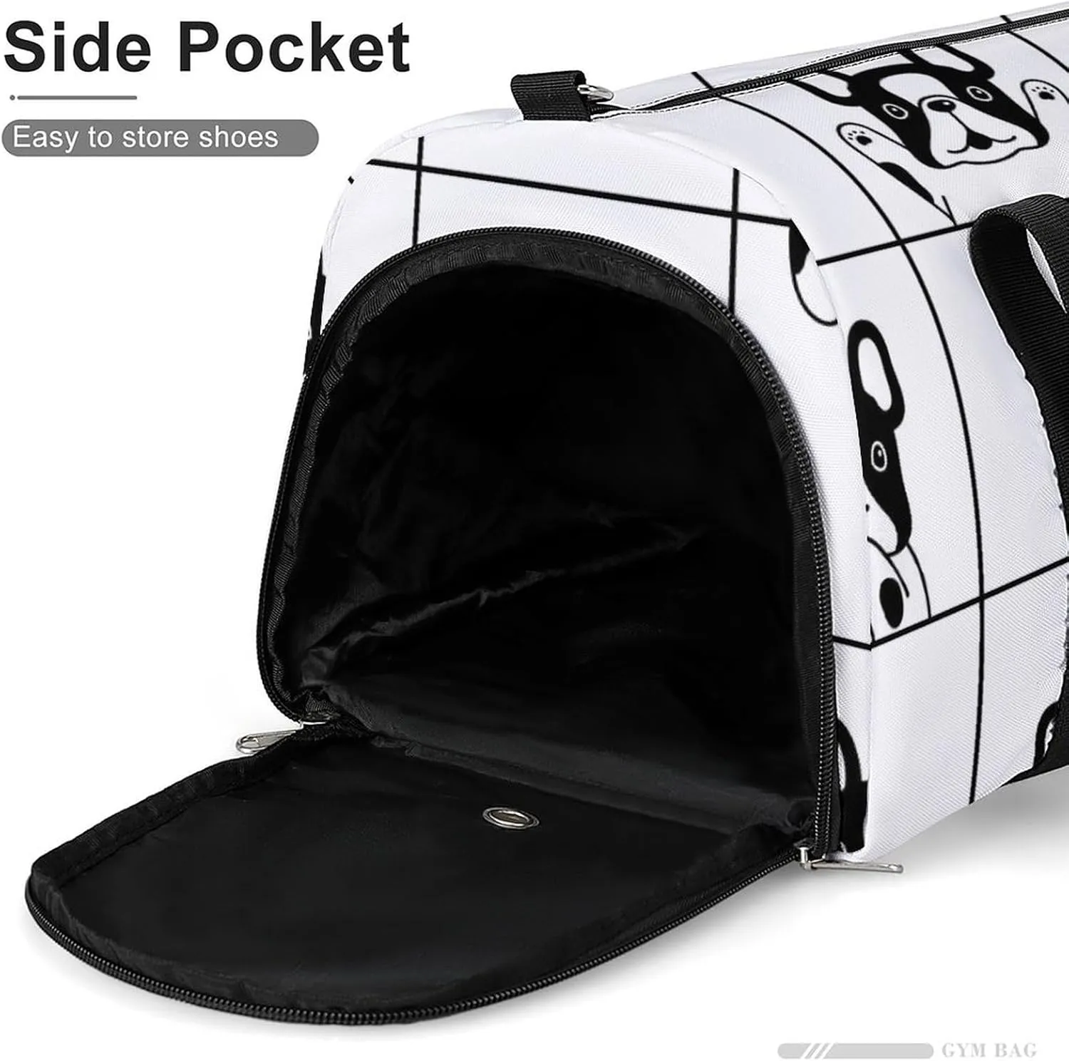 Sport Gym Duffel with Shoe Compartment Wet Pocket, French-bulldog-cartoon Shoulder Travel Bag for Women Men, style-4
