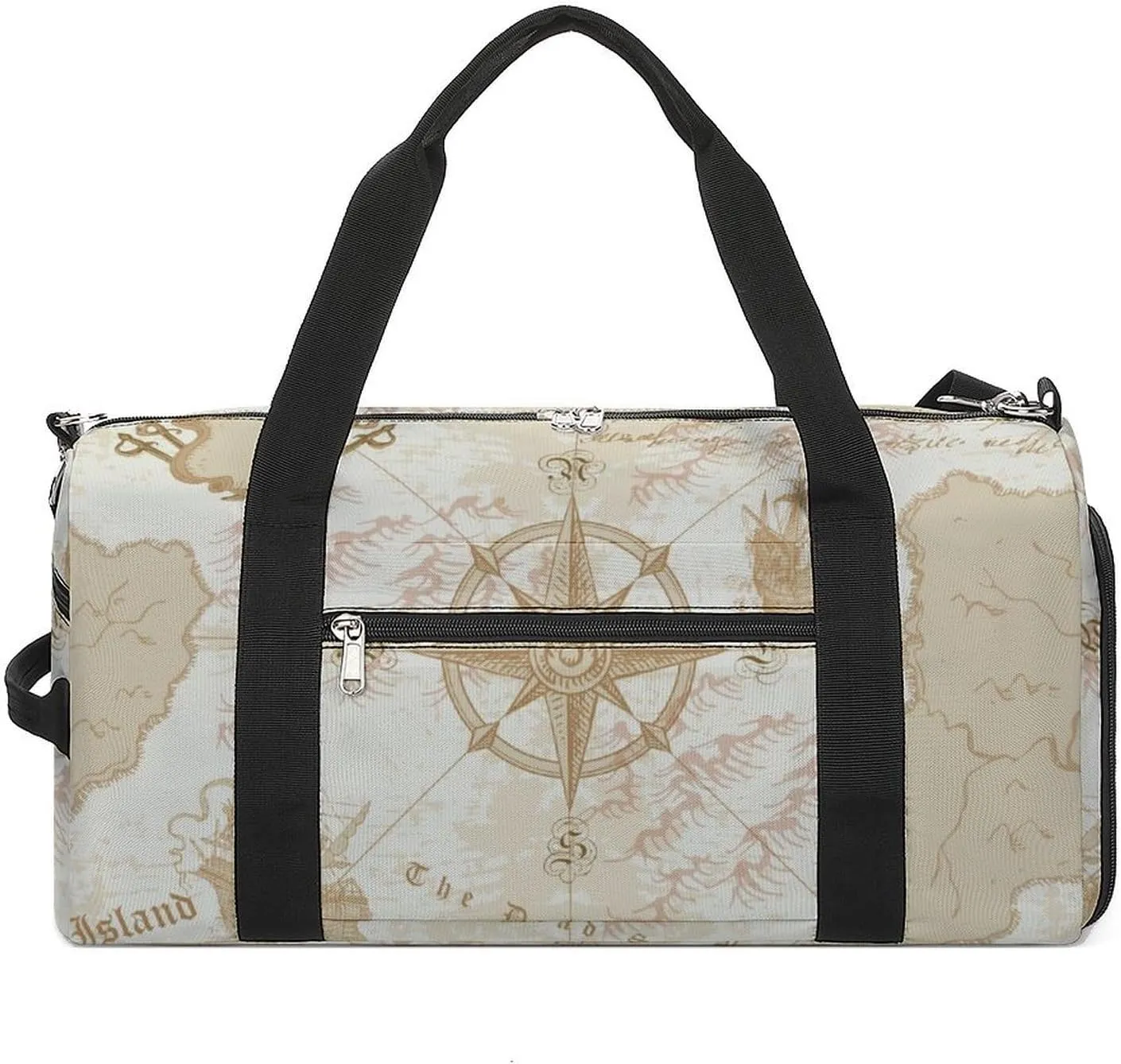 Sport Gym Duffel with Shoe Compartment Wet Pocket, Grey Sea-routes-pattern Shoulder Travel Bag for Women Men, style-4