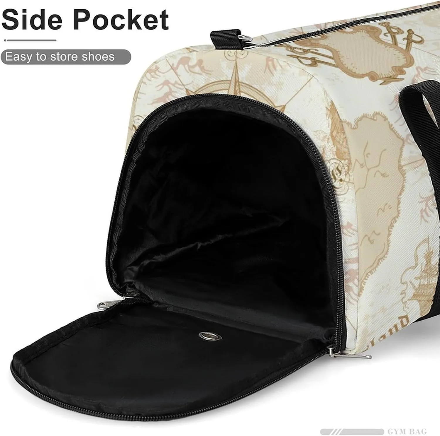 Sport Gym Duffel with Shoe Compartment Wet Pocket, Grey Sea-routes-pattern Shoulder Travel Bag for Women Men, style-4