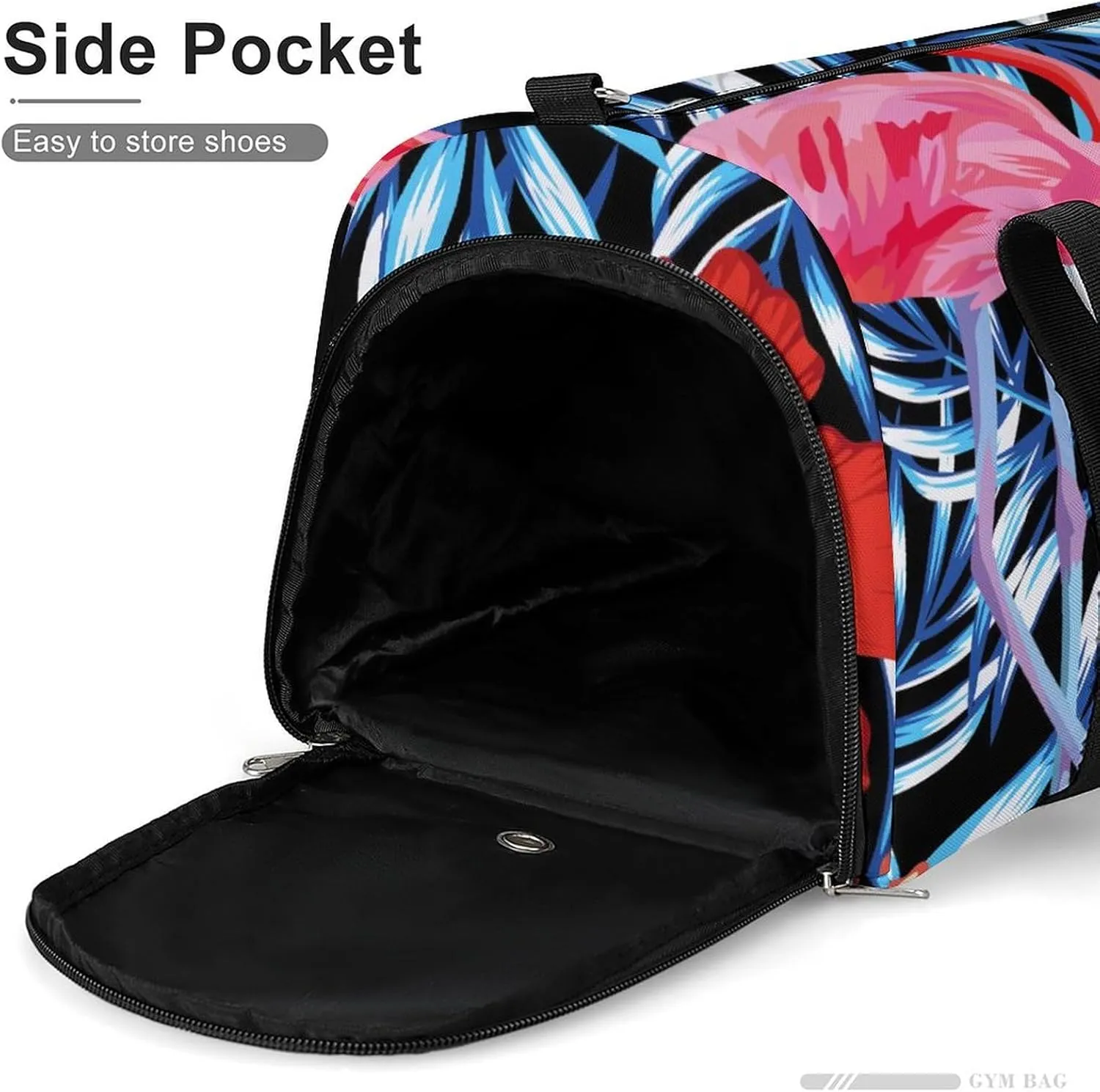 Sport Gym Duffel with Shoe Compartment Wet Pocket, Hibiscus-flamingo-plumeria-palms Shoulder Travel Bag for Women Men