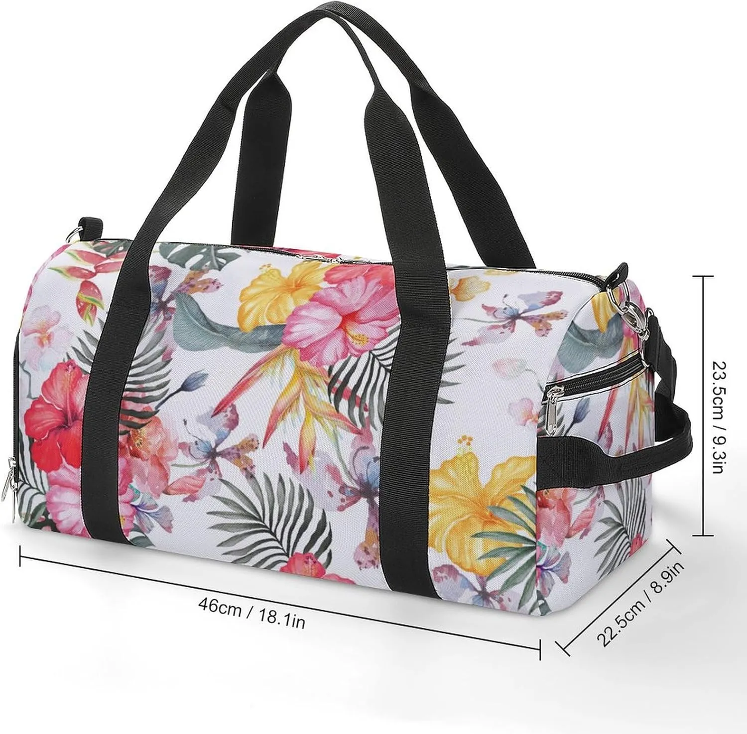 Sport Gym Duffel with Shoe Compartment Wet Pocket, Hibiscus-flower-texture Shoulder Travel Bag for Women Men, style-1