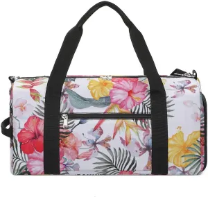Sport Gym Duffel with Shoe Compartment Wet Pocket, Hibiscus-flower-texture Shoulder Travel Bag for Women Men, style-1