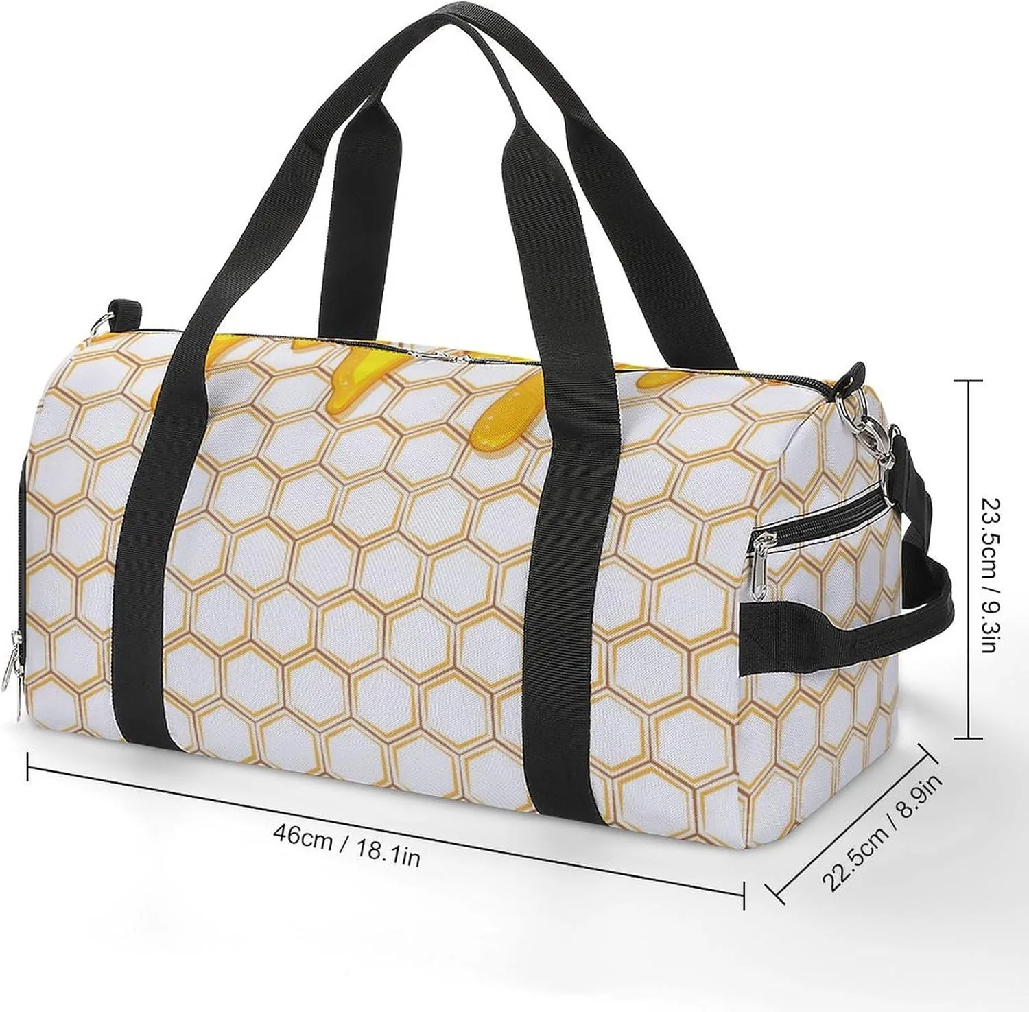 Sport Gym Duffel with Shoe Compartment Wet Pocket, Honey-style Honeycomb Shoulder Travel Bag for Women Men