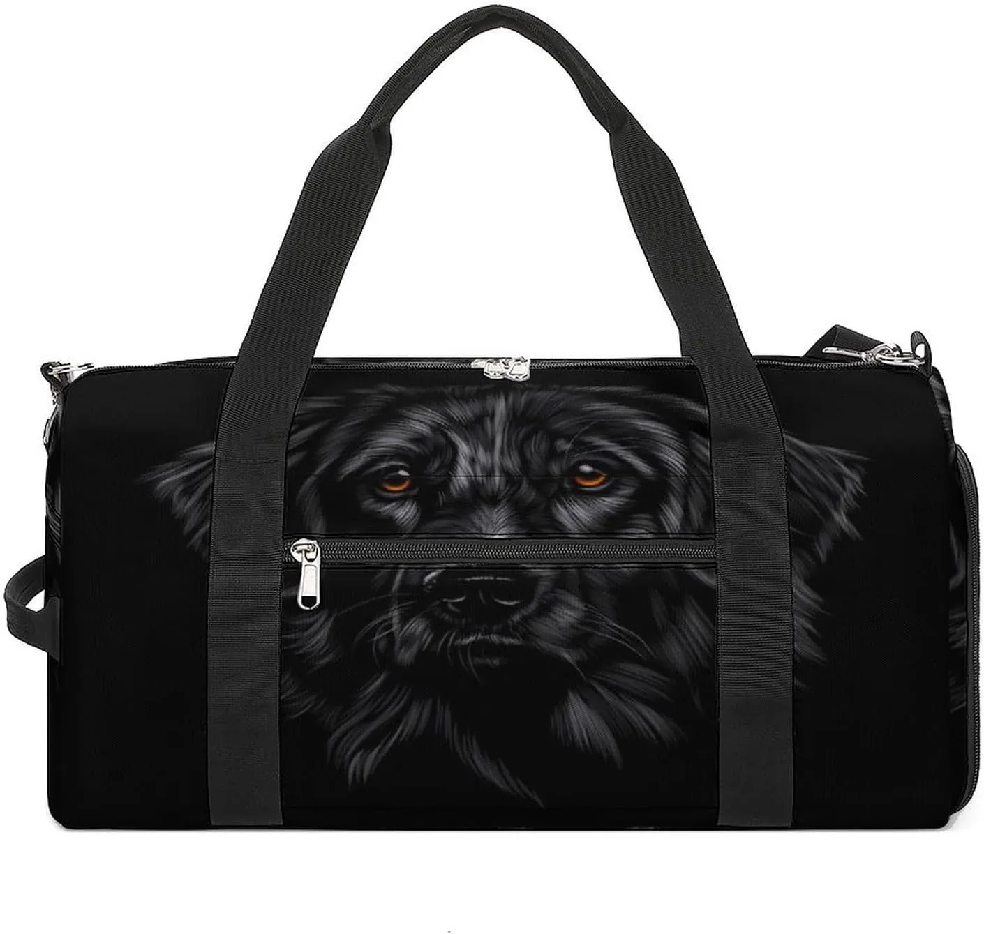 Sport Gym Duffel with Shoe Compartment Wet Pocket, Labrador-retriever-black-background Shoulder Travel Bag for Women Men, style