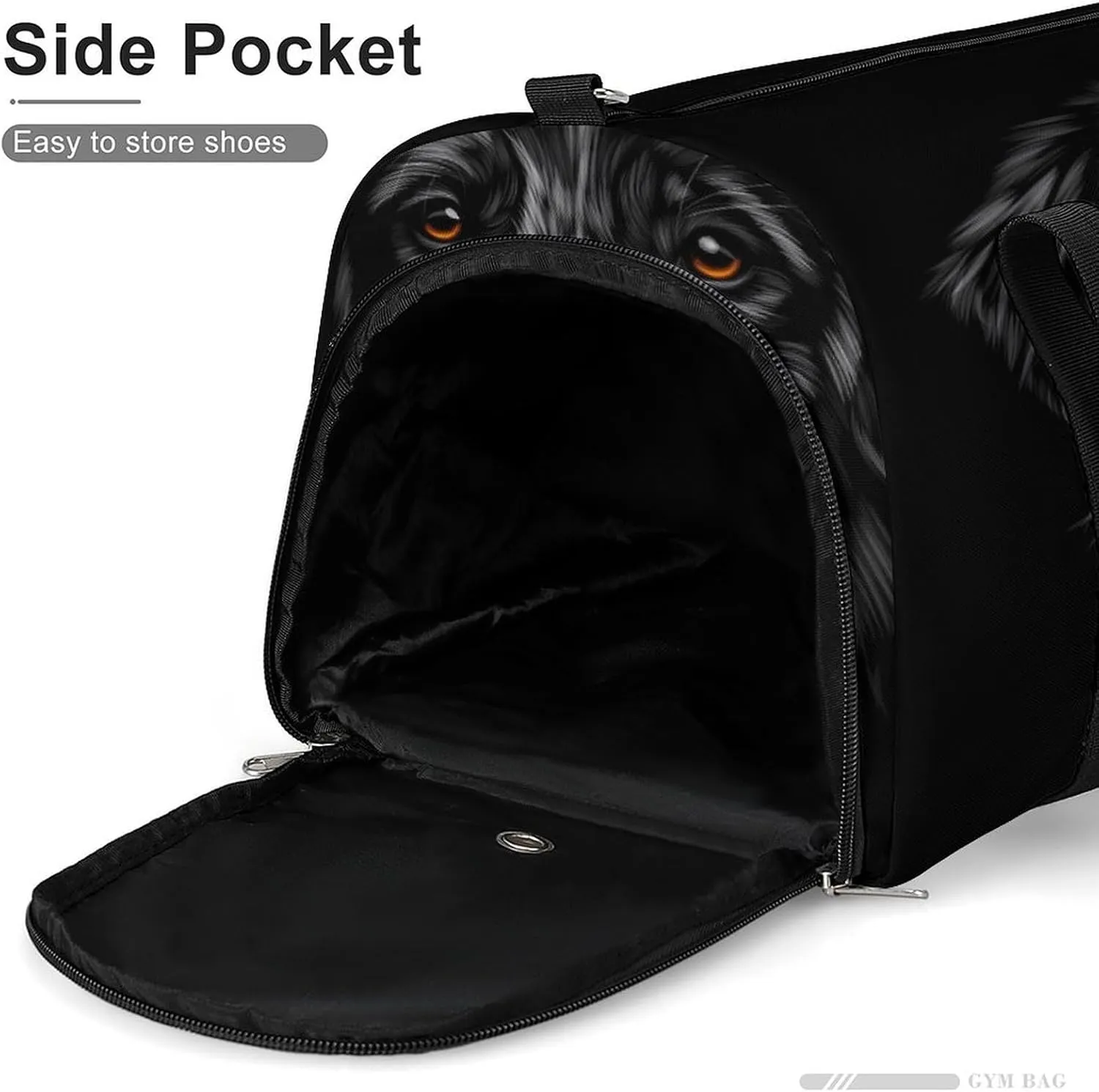 Sport Gym Duffel with Shoe Compartment Wet Pocket, Labrador-retriever-black-background Shoulder Travel Bag for Women Men, style
