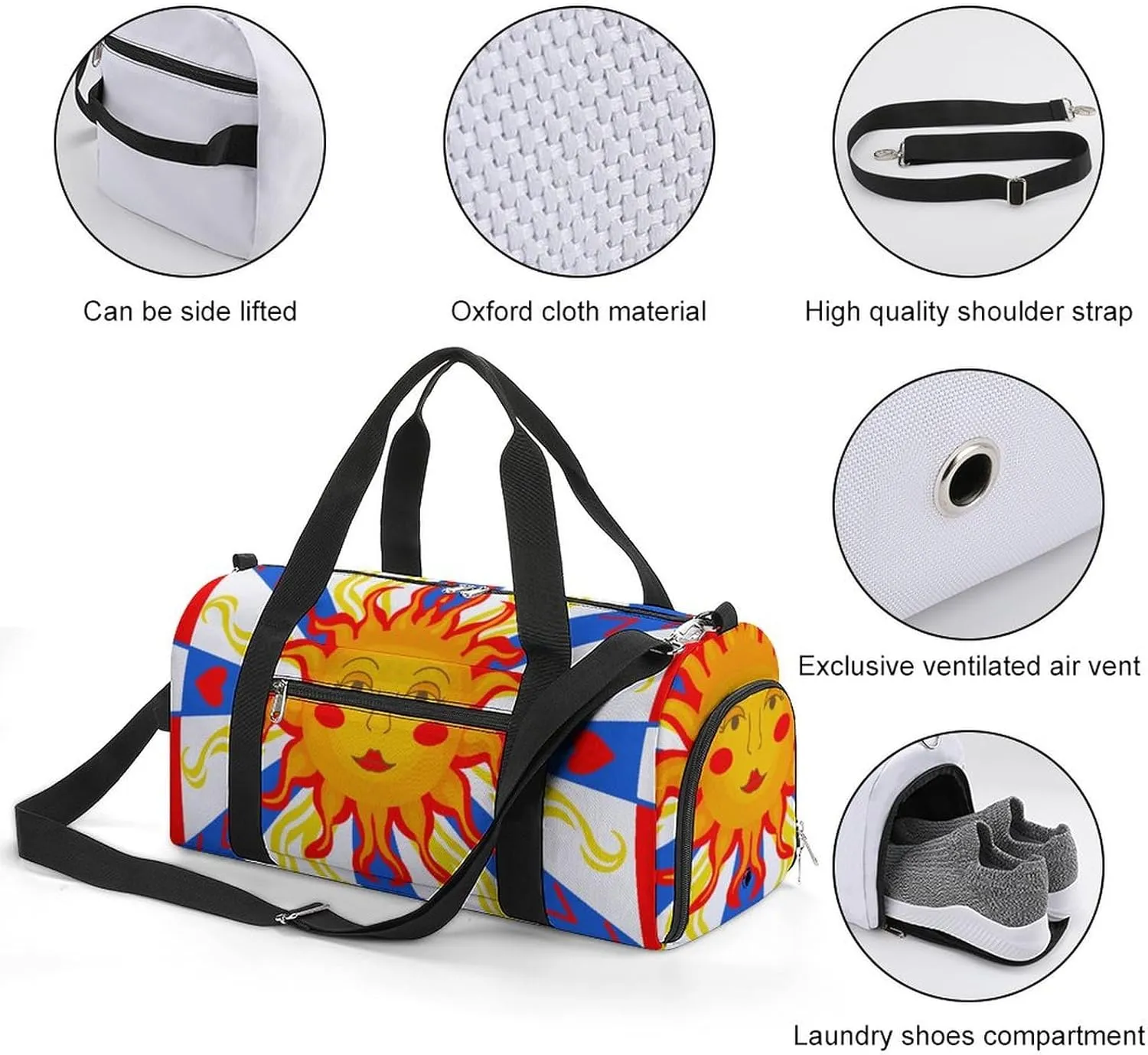Sport Gym Duffel with Shoe Compartment Wet Pocket, Majolica-patterns1 Shoulder Travel Bag for Women Men