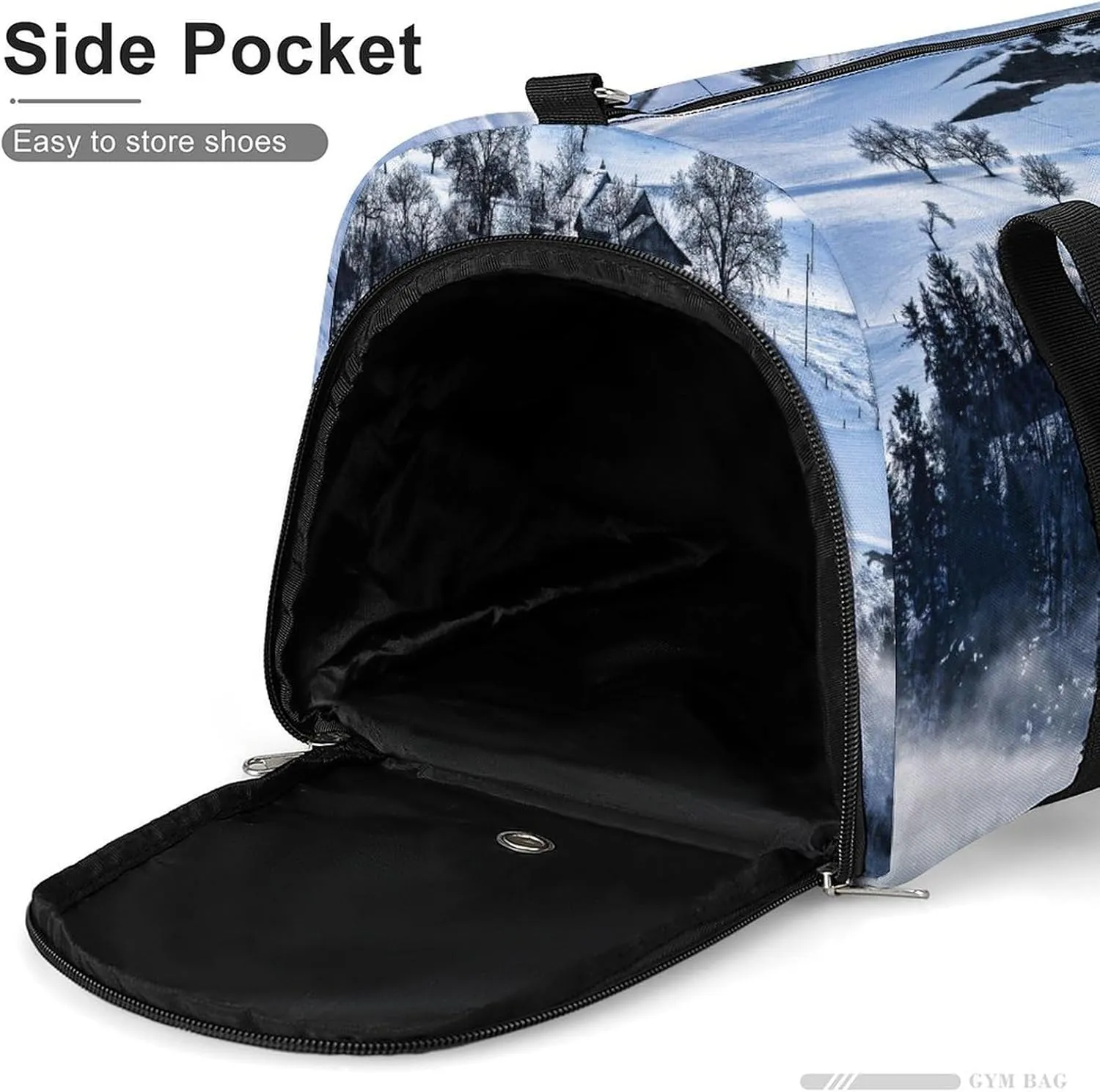 Sport Gym Duffel with Shoe Compartment Wet Pocket, Mountain-with-snow-fog Shoulder Travel Bag for Women Men, style-4