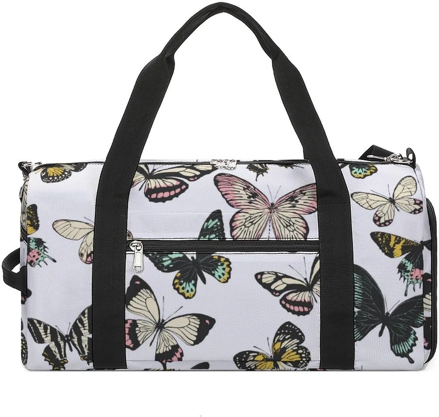 Sport Gym Duffel with Shoe Compartment Wet Pocket, Multicolored-butterflies-print Shoulder Travel Bag for Women Men
