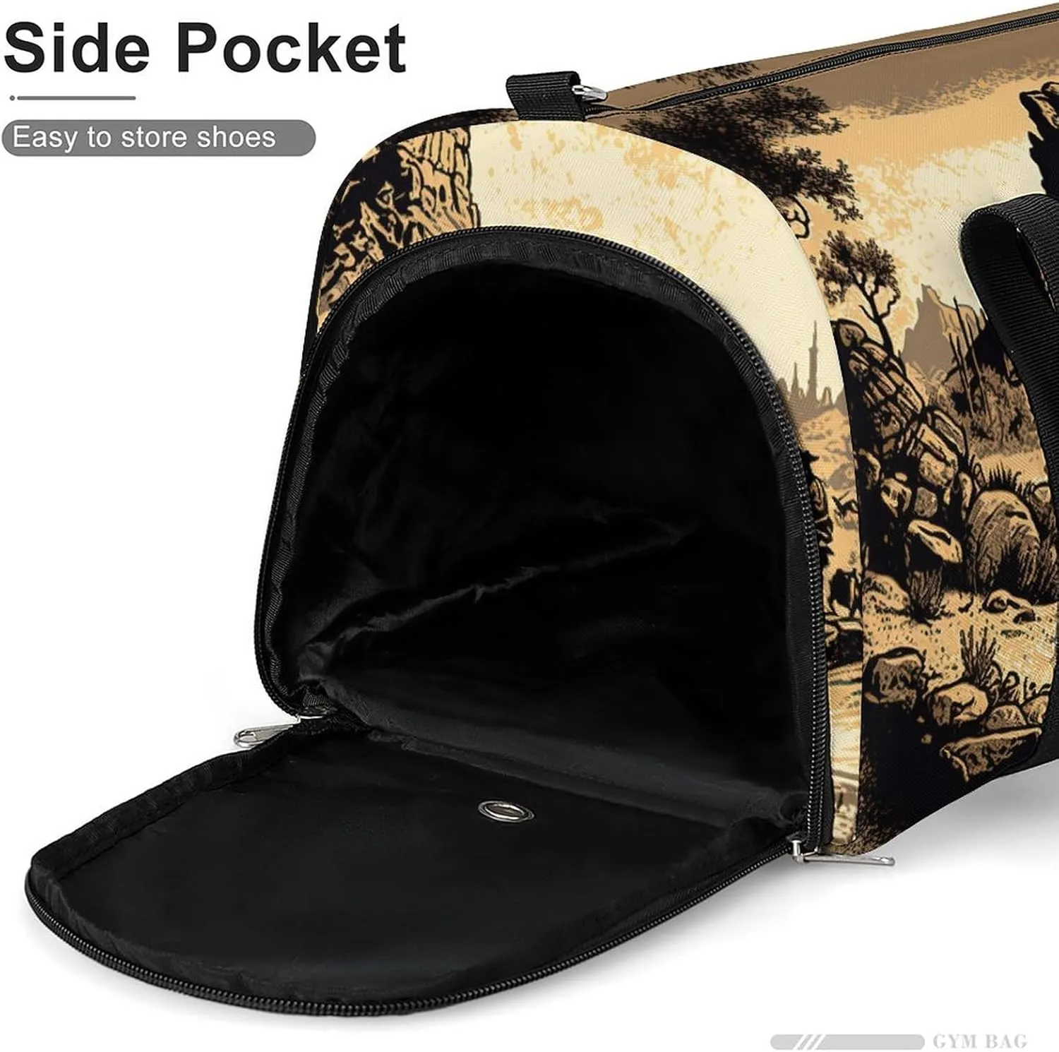 Sport Gym Duffel with Shoe Compartment Wet Pocket, Native-american-western-pattern Shoulder Travel Bag for Women Men
