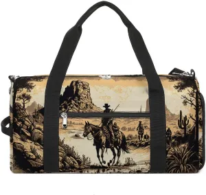 Sport Gym Duffel with Shoe Compartment Wet Pocket, Native-american-western-pattern Shoulder Travel Bag for Women Men