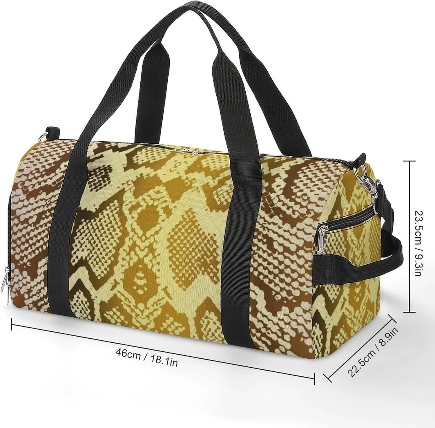 Sport Gym Duffel with Shoe Compartment Wet Pocket, Pattern-snake Shoulder Travel Bag for Women Men, style