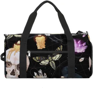Sport Gym Duffel with Shoe Compartment Wet Pocket, Raven-human-skull-print Shoulder Travel Bag for Women Men, style-1