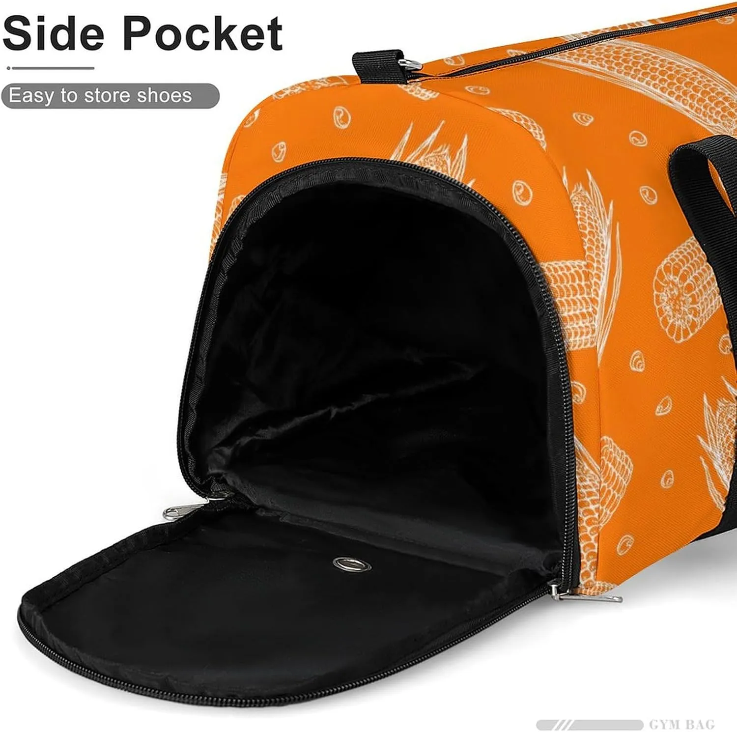 Sport Gym Duffel with Shoe Compartment Wet Pocket, Ripe-corn-print Shoulder Travel Bag for Women Men