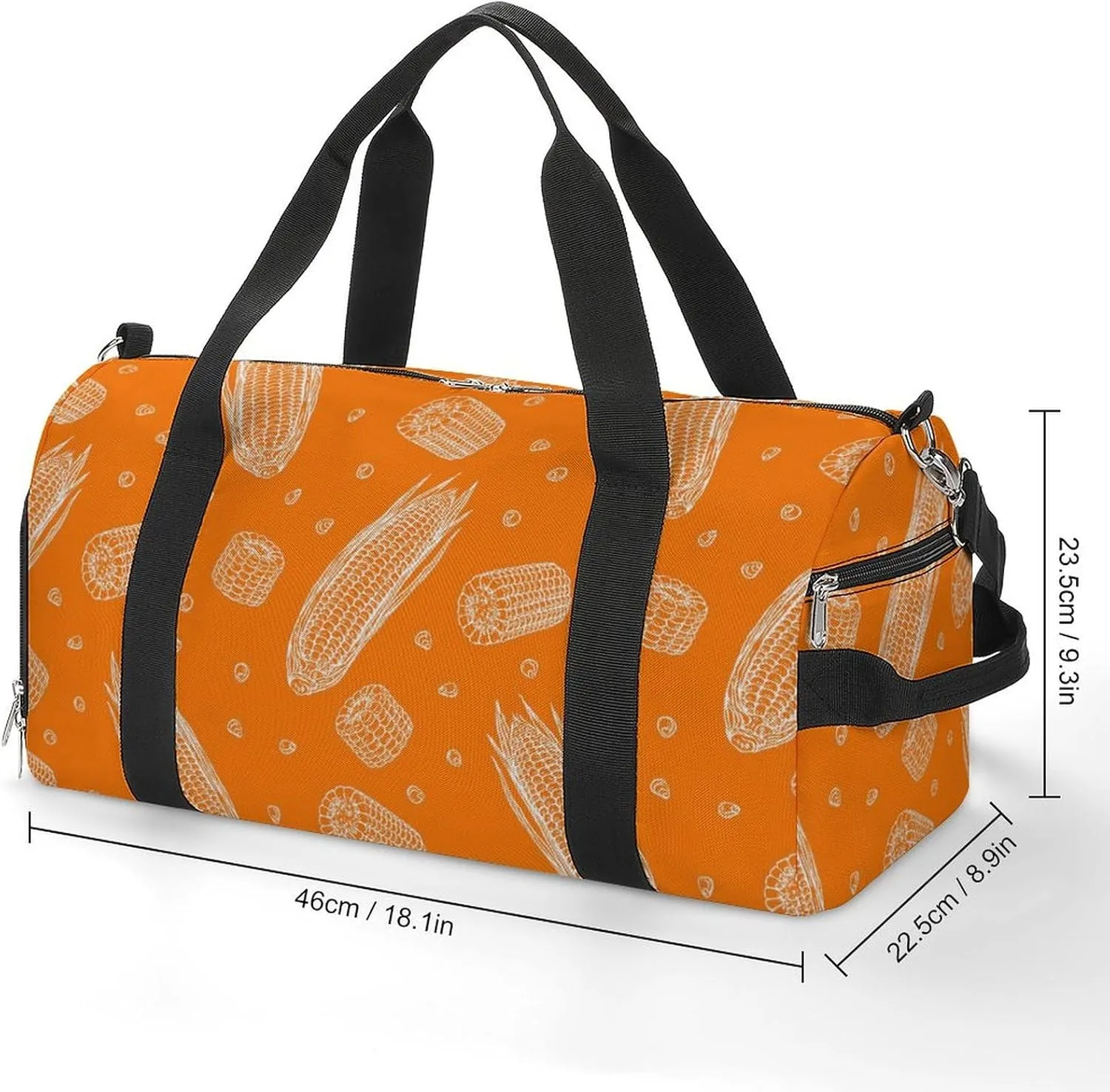 Sport Gym Duffel with Shoe Compartment Wet Pocket, Ripe-corn-print Shoulder Travel Bag for Women Men