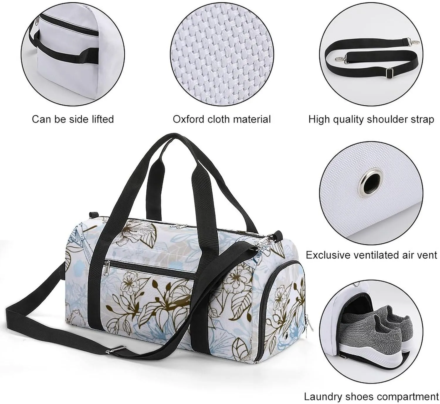 Sport Gym Duffel with Shoe Compartment Wet Pocket, Romantic-pattern Shoulder Travel Bag for Women Men, style